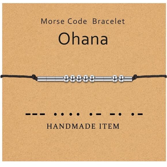 Morse Code Ohana Metal Adjustable Bracelet - Picture 1 of 5
